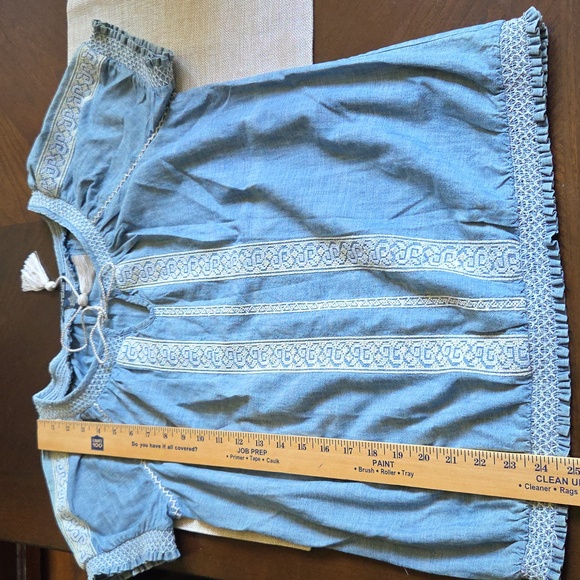 Pretty Lucky brand denim top with tassels and embroidery detail. - Picture 9 of 10